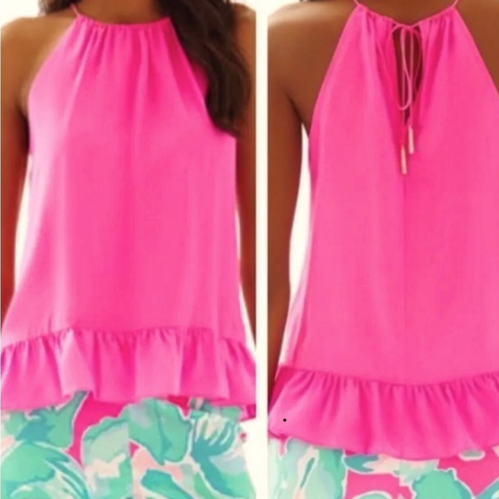 Lilly Pulitzer Millie Top brand new with tags size xs silk tropical pink